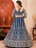 Glamorous Blue Sequins Net Reception Wear Lehenga Choli With Dupatta