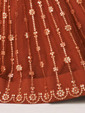 Glamorous Brown Mirror Work Net Wedding Wear Lehenga Choli - Zeel Clothing