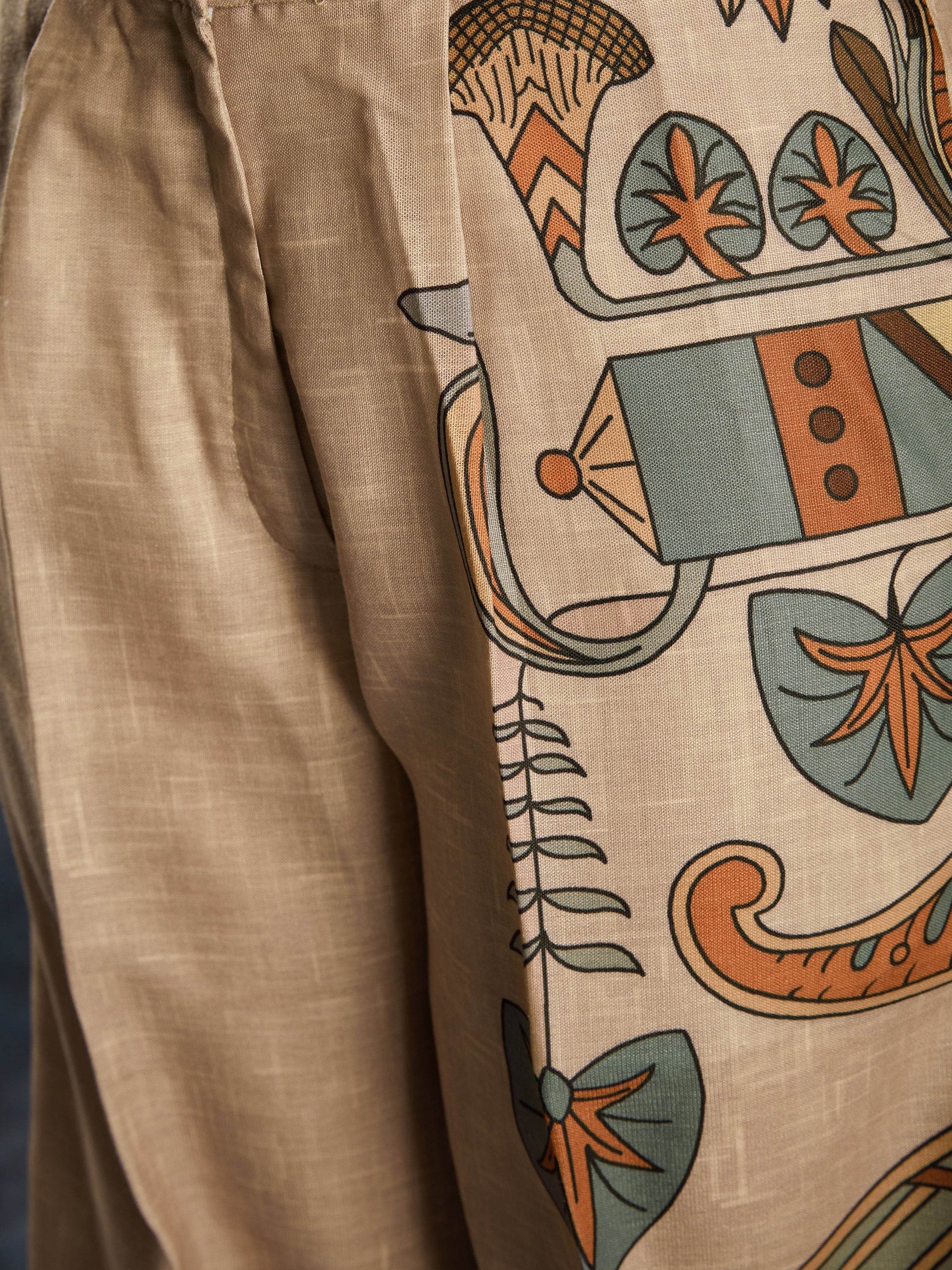 Glamorous Brown Printed Linen Western Wear Co-Ord Set - Zeel Clothing