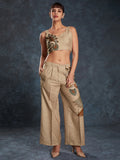 Glamorous Brown Printed Linen Western Wear Co-Ord Set - Zeel Clothing