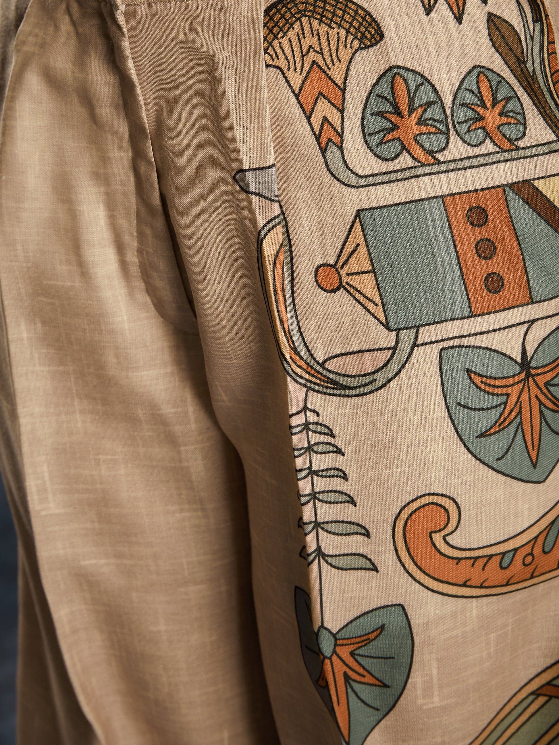 Glamorous Brown Printed Linen Western Wear Co-Ord Set - Zeel Clothing