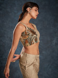 Glamorous Brown Printed Linen Western Wear Co-Ord Set - Zeel Clothing