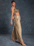 Glamorous Brown Printed Linen Western Wear Co-Ord Set - Zeel Clothing