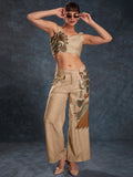 Glamorous Brown Printed Linen Western Wear Co-Ord Set - Zeel Clothing