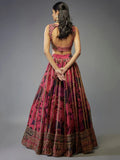 Glamorous Coral Pink Floral Printed Organza Reception Lehenga Choli - Zeel Clothing