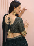 Glamorous Dark Green Sequins Georgette Party Wear Lehenga Choli With Dupatta - Zeel Clothing