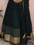 Glamorous Dark Green Sequins Georgette Party Wear Lehenga Choli With Dupatta - Zeel Clothing