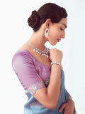Glamorous Dove Blue Sequins Work Organza Party Wear Saree With Blouse - Zeel Clothing