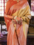 Glamorous Golden Zari Woven Kanjivaram Silk Traditional Saree - Zeel Clothing