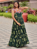 Glamorous Green Gamthi Work Georgette Navratri Special Gown - Zeel Clothing