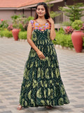 Glamorous Green Gamthi Work Georgette Navratri Special Gown - Zeel Clothing