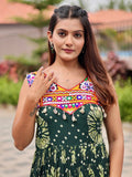 Glamorous Green Gamthi Work Georgette Navratri Special Gown - Zeel Clothing