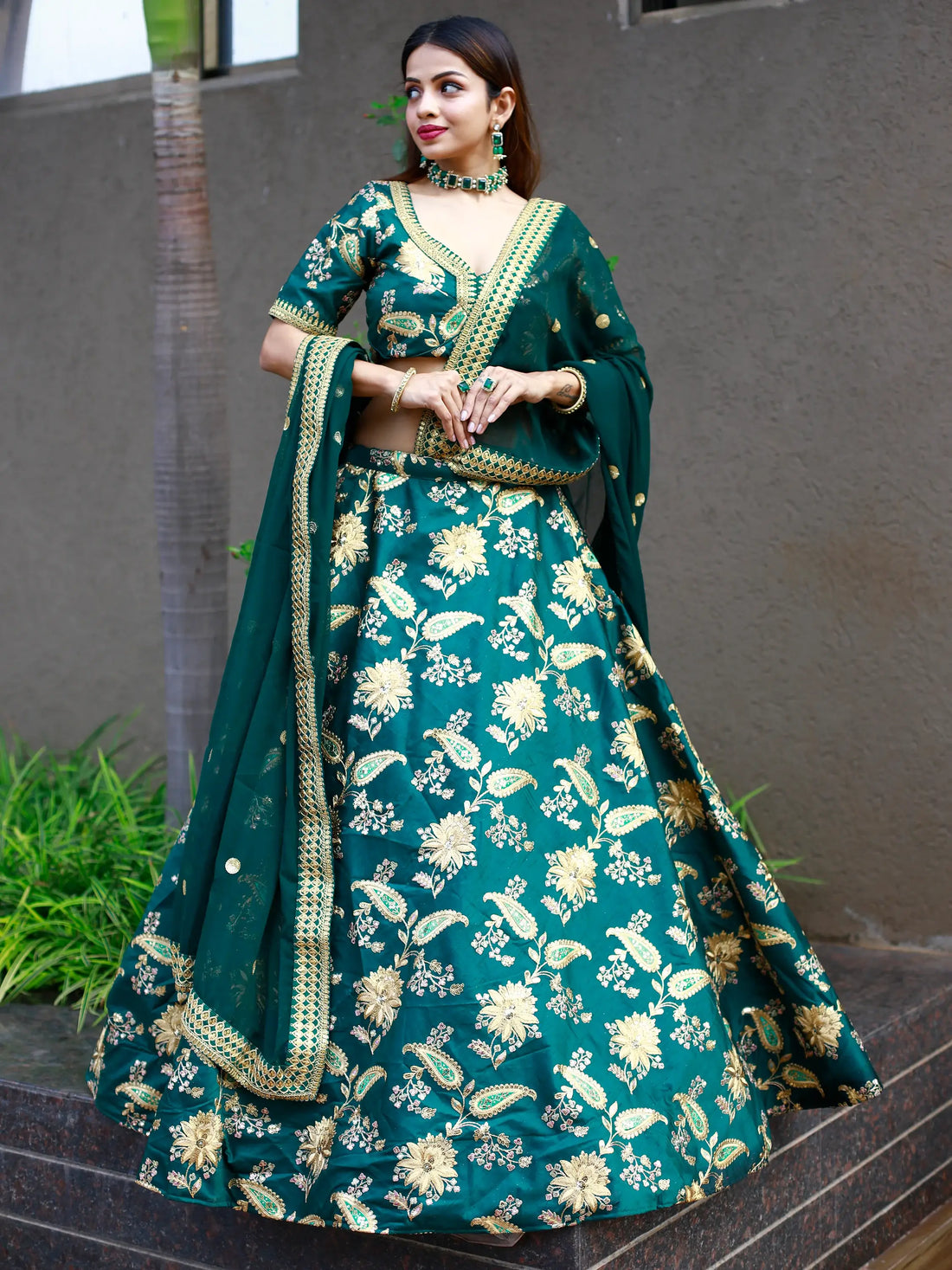 Glamorous Green Thread Embroidery Art Silk Wedding Lehenga Choli - Zeel Clothing