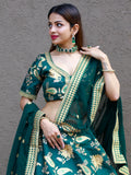 Glamorous Green Thread Embroidery Art Silk Wedding Lehenga Choli - Zeel Clothing
