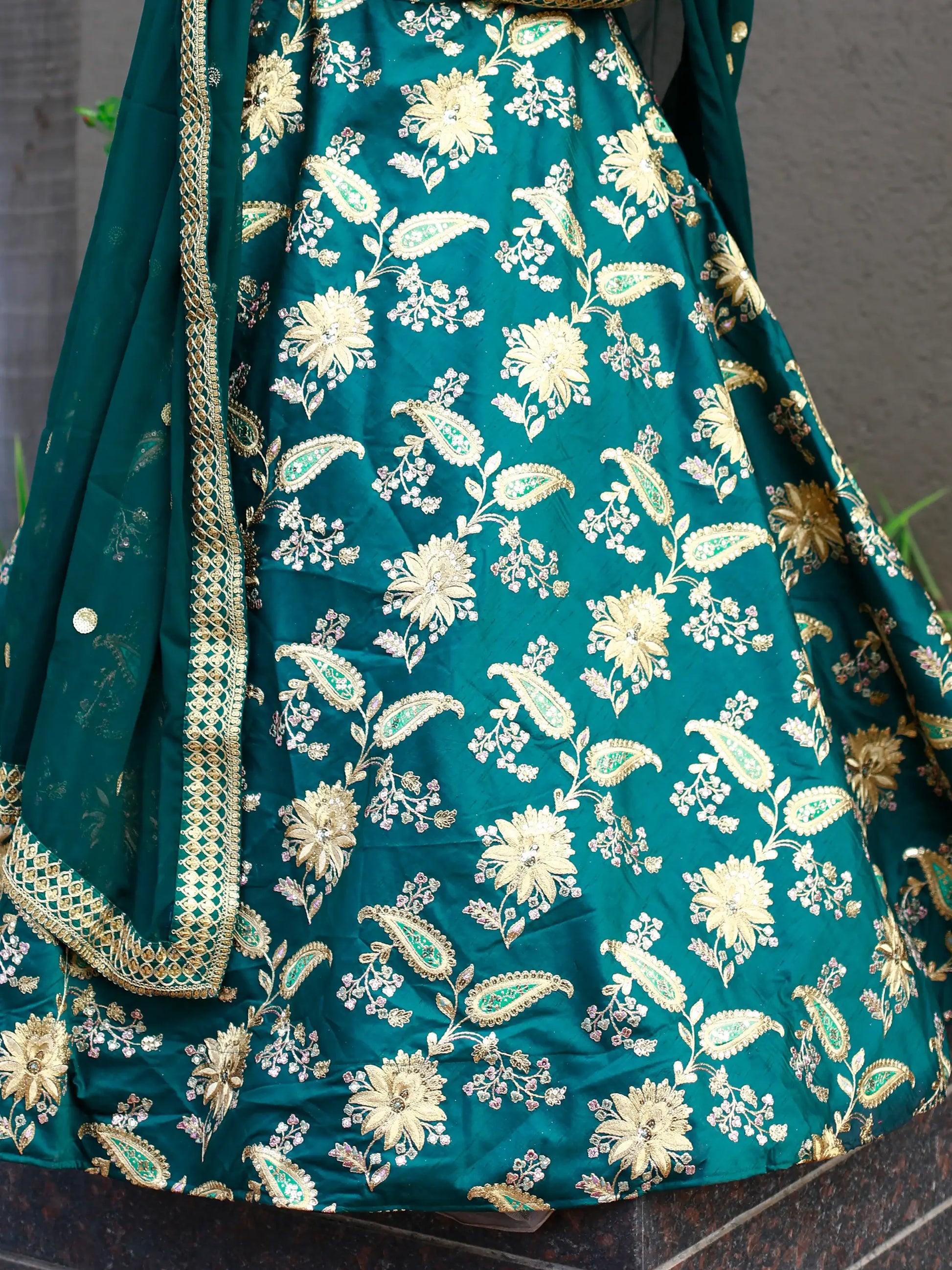 Glamorous Green Thread Embroidery Art Silk Wedding Lehenga Choli - Zeel Clothing