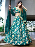 Glamorous Green Thread Embroidery Art Silk Wedding Lehenga Choli - Zeel Clothing