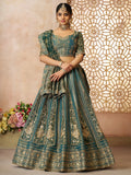Glamorous Green Zari Embroidered Tissue Silk Bridesmaid Lehenga Choli - Zeel Clothing