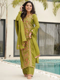 Glamorous Green Zari Work Chinon Festive Wear Salwar With Dupatta