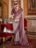 Glamorous Grey Printed Silk Traditional Saree With Blouse - Zeel Clothing