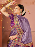 Glamorous Lavender Swarovski Work Silk Festive Wear Saree With Blouse - Zeel Clothing