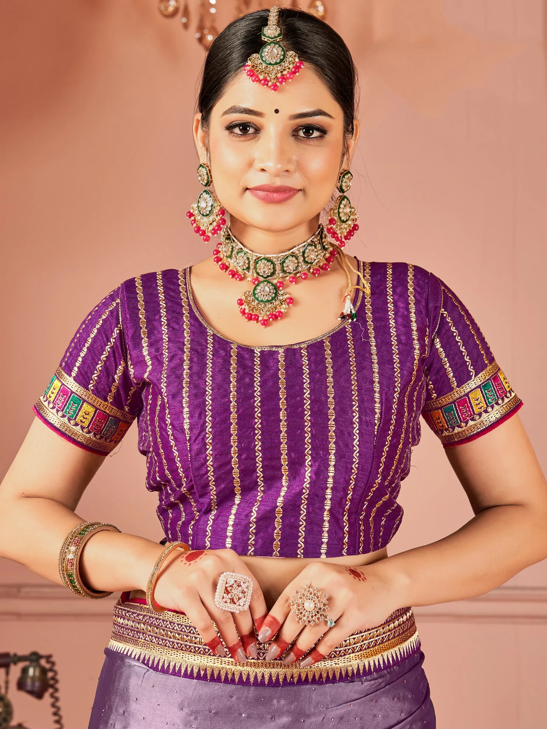 Glamorous Lavender Swarovski Work Silk Festive Wear Saree With Blouse - Zeel Clothing