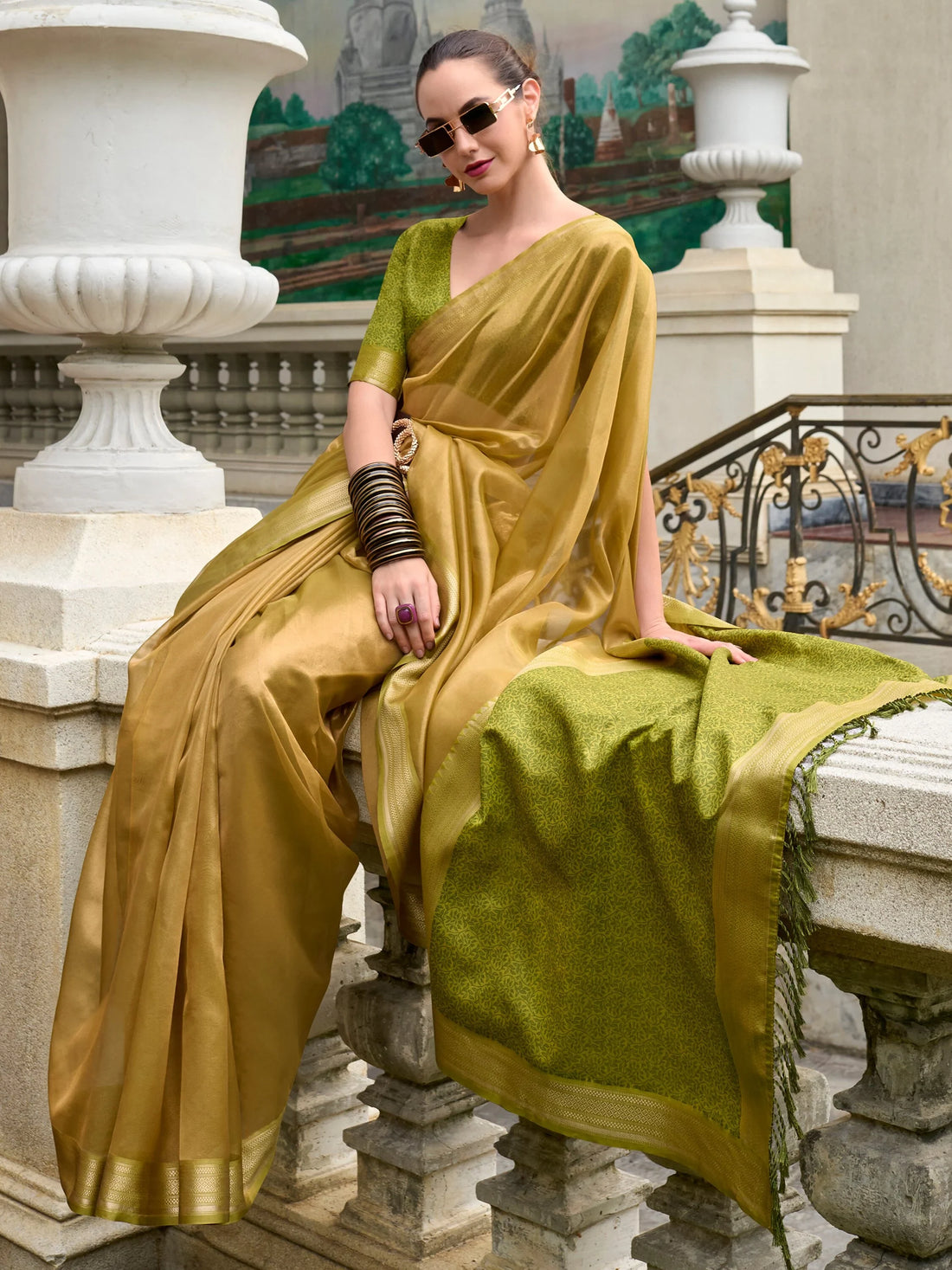 Glamorous Light Green Zari Weaving Silk Festival Wear Saree With Blouse - Zeel Clothing