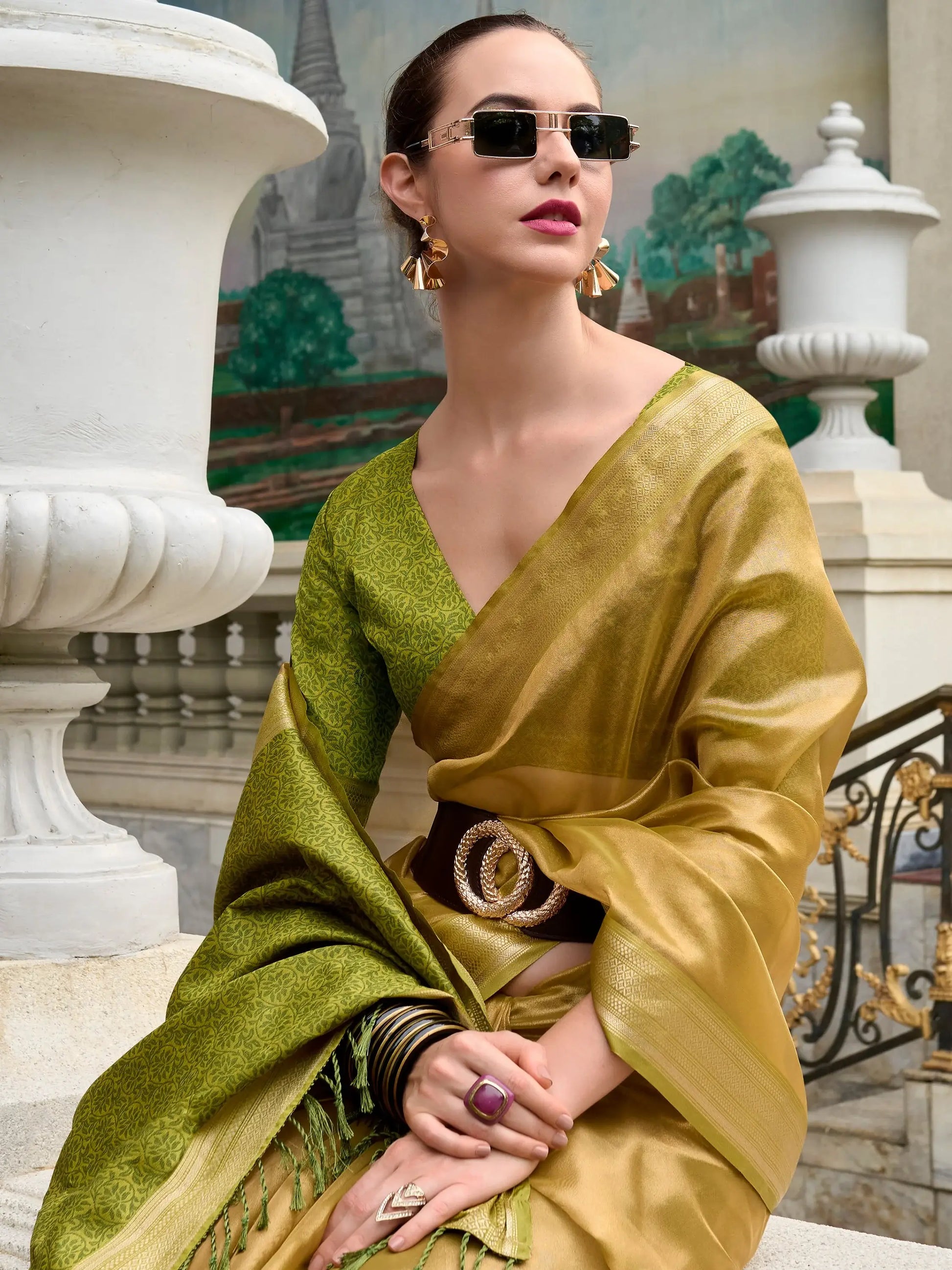 Glamorous Light Green Zari Weaving Silk Festival Wear Saree With Blouse - Zeel Clothing