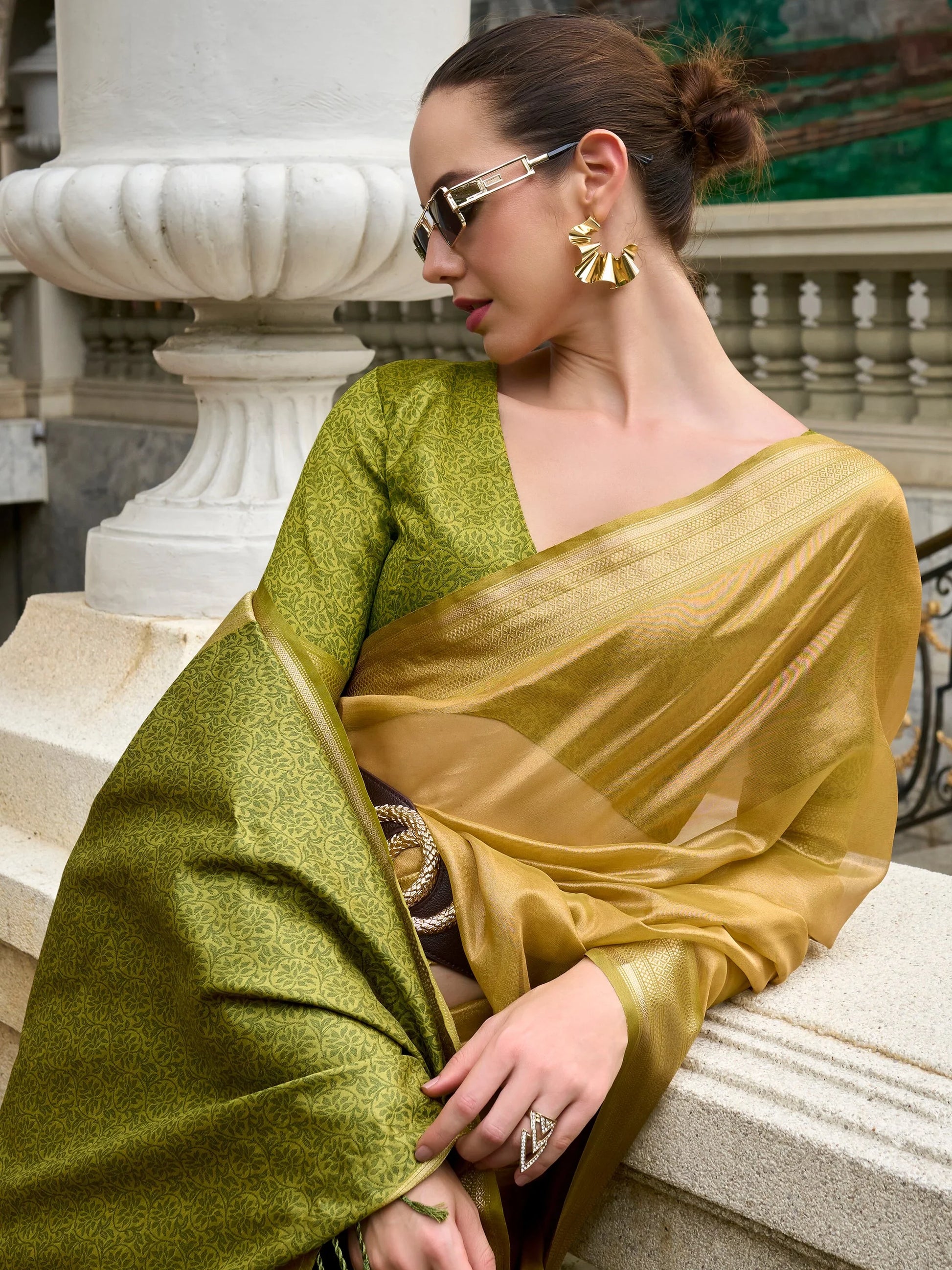 Glamorous Light Green Zari Weaving Silk Festival Wear Saree With Blouse - Zeel Clothing
