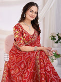 Glamorous Maroon Bandhani Printed Silk Bridal Saree - Zeel Clothing
