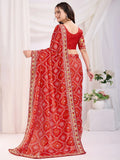 Glamorous Maroon Bandhani Printed Silk Bridal Saree - Zeel Clothing