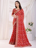 Glamorous Maroon Bandhani Printed Silk Bridal Saree - Zeel Clothing