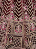 Glamorous Maroon Heavy Embroidered Velvet Bridal Lehenga Choli - Zeel Clothing