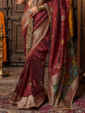 Glamorous Maroon Zari Weaving Silk Bridal Saree With Blouse - Zeel Clothing