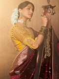 Glamorous Maroon Zari Weaving Silk Bridal Saree With Blouse - Zeel Clothing