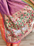 Glamorous Mauve Pichwai Printed Silk Designer Saree With Blouse - Zeel Clothing