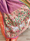 Glamorous Mauve Pichwai Printed Silk Designer Saree With Blouse - Zeel Clothing
