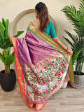 Glamorous Mauve Pichwai Printed Silk Designer Saree With Blouse - Zeel Clothing