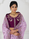 Glamorous Mauve Thread Work Silk Wedding Wear Saree With Blouse - Zeel Clothing