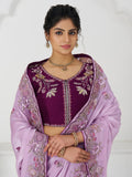 Glamorous Mauve Thread Work Silk Wedding Wear Saree With Blouse - Zeel Clothing