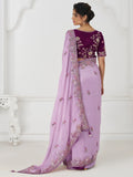 Glamorous Mauve Thread Work Silk Wedding Wear Saree With Blouse - Zeel Clothing
