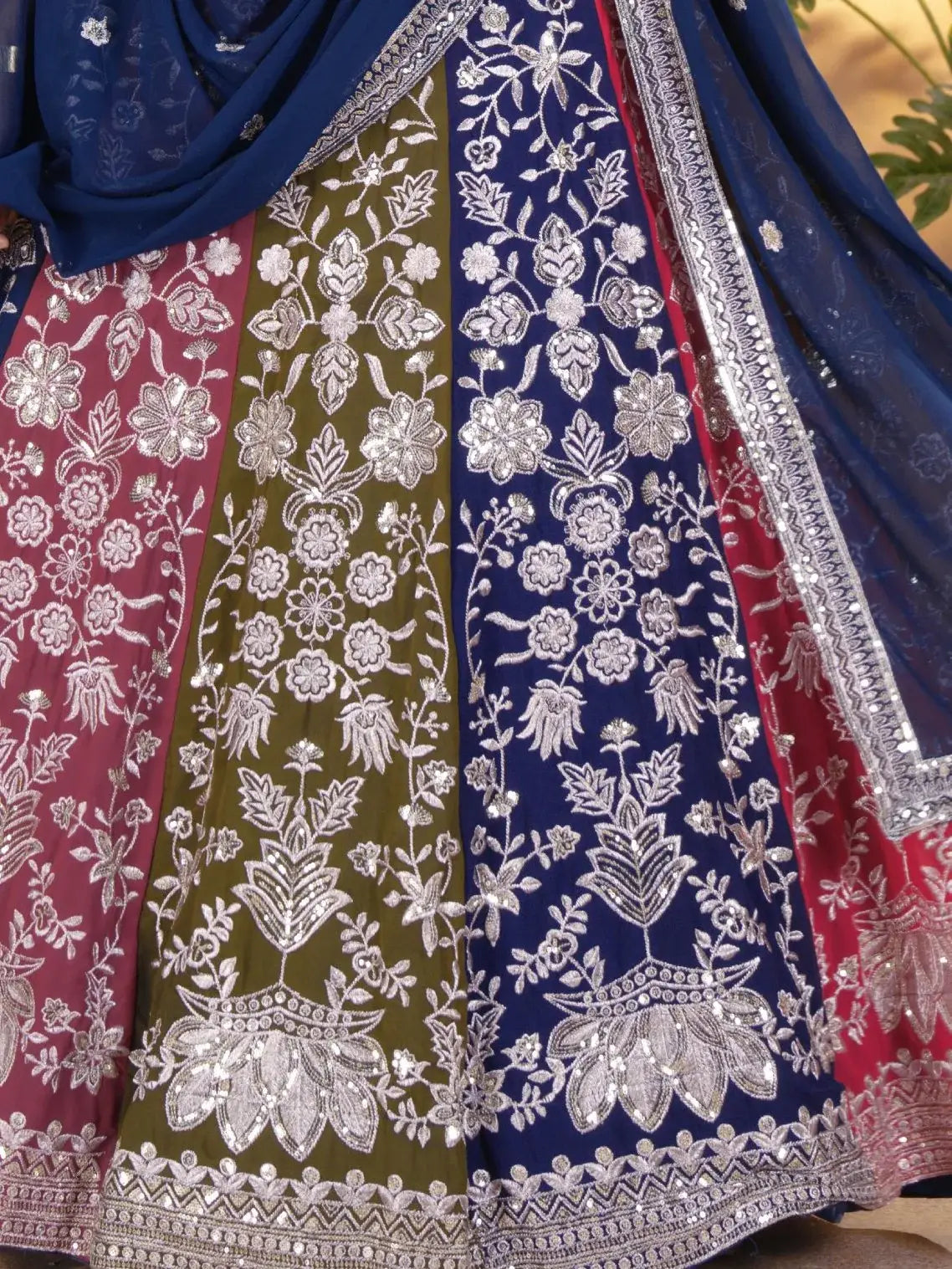 Glamorous Multicolor Sequins Georgette Wedding Wear Lehenga Choli With Dupatta - Zeel Clothing