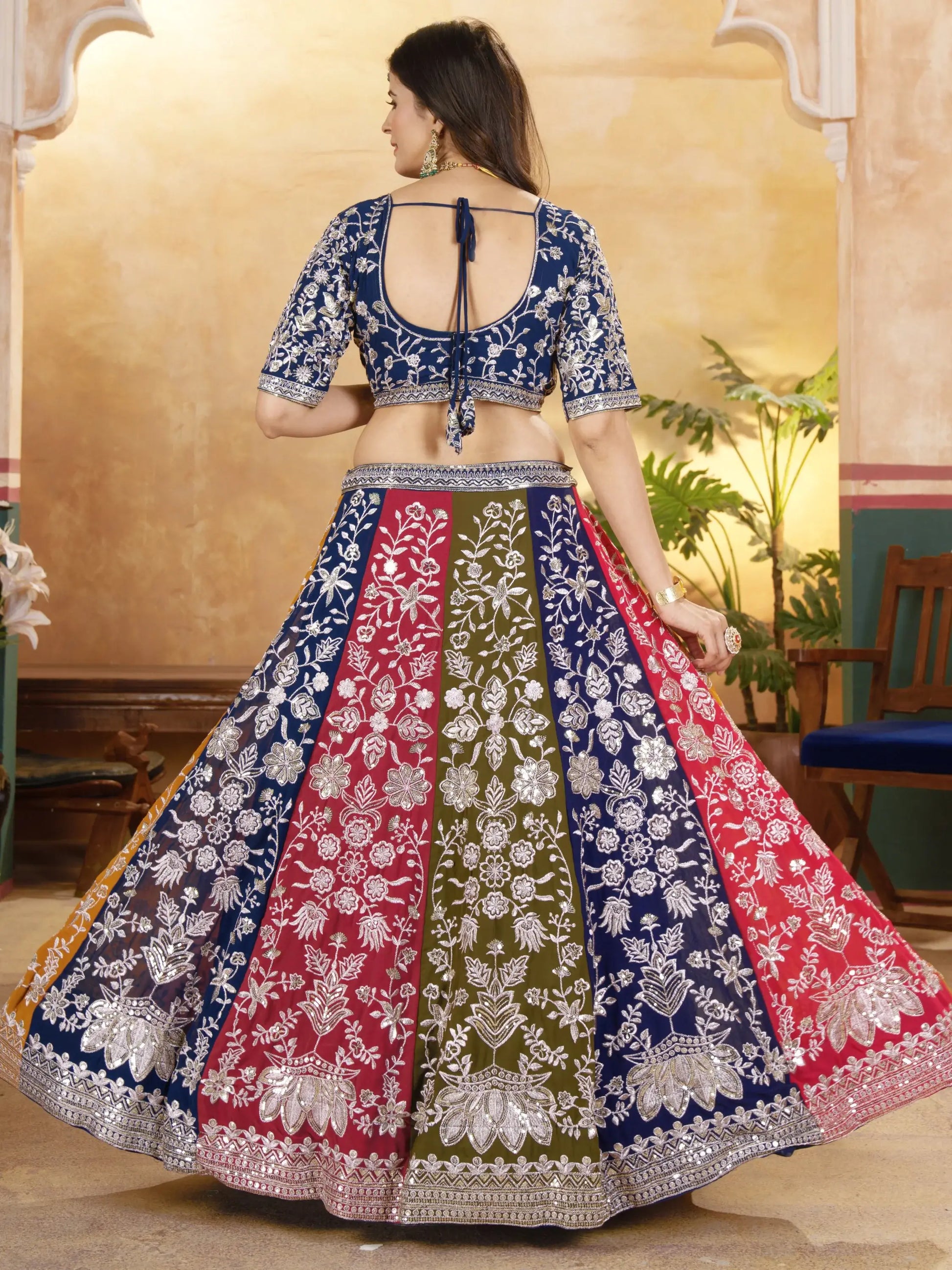 Glamorous Multicolor Sequins Georgette Wedding Wear Lehenga Choli With Dupatta - Zeel Clothing