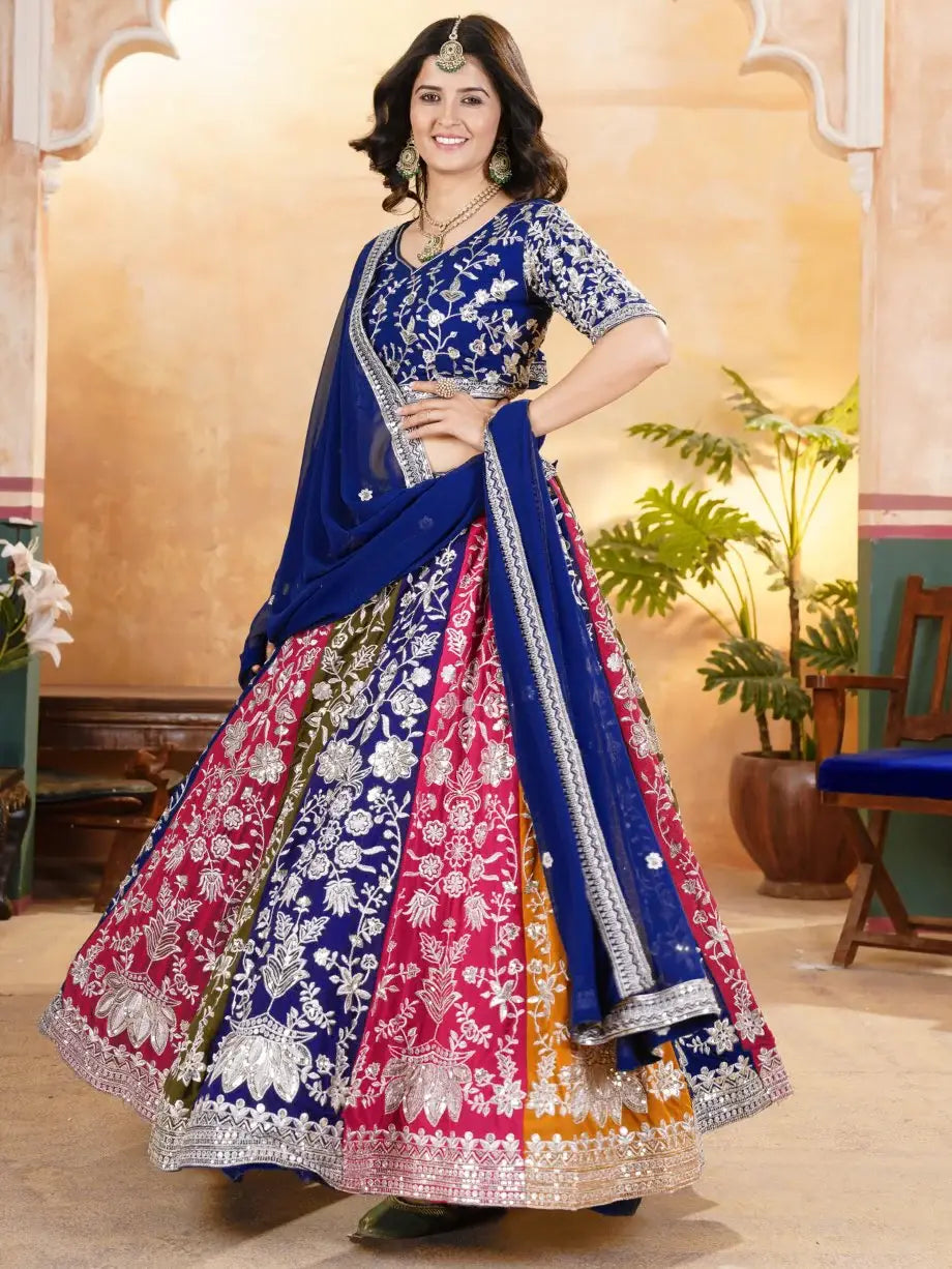 Glamorous Multicolor Sequins Georgette Wedding Wear Lehenga Choli With Dupatta - Zeel Clothing