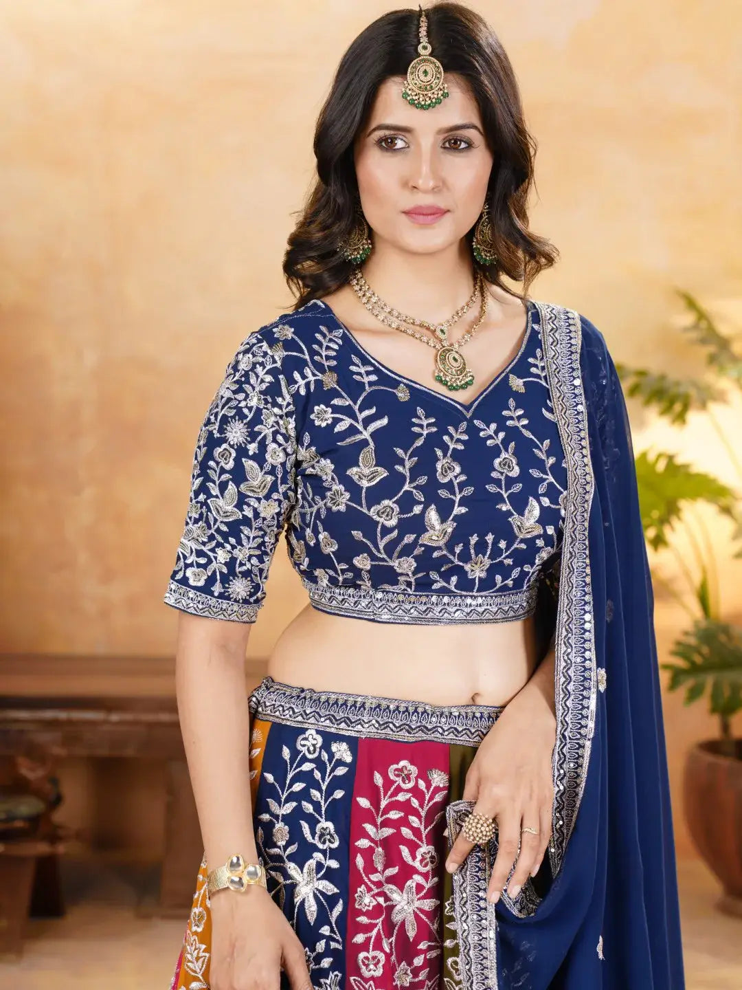 Glamorous Multicolor Sequins Georgette Wedding Wear Lehenga Choli With Dupatta - Zeel Clothing