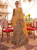 Glamorous Mustard Yellow Digital Printed Silk Haldi Wear Saree - Zeel Clothing