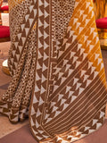 Glamorous Mustard Yellow Digital Printed Silk Haldi Wear Saree - Zeel Clothing