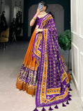 Glamorous Mustard Yellow Patola Printed Tussar Silk Lehenga Choli - Zeel Clothing