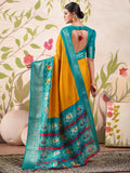 Glamorous Mustard Yellow Patola Printed Tussar Silk Saree With Blouse - Zeel Clothing