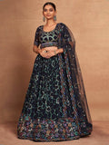Glamorous Navy-Blue Sequins Georgette Reception Wear Lehenga Choli - Zeel Clothing