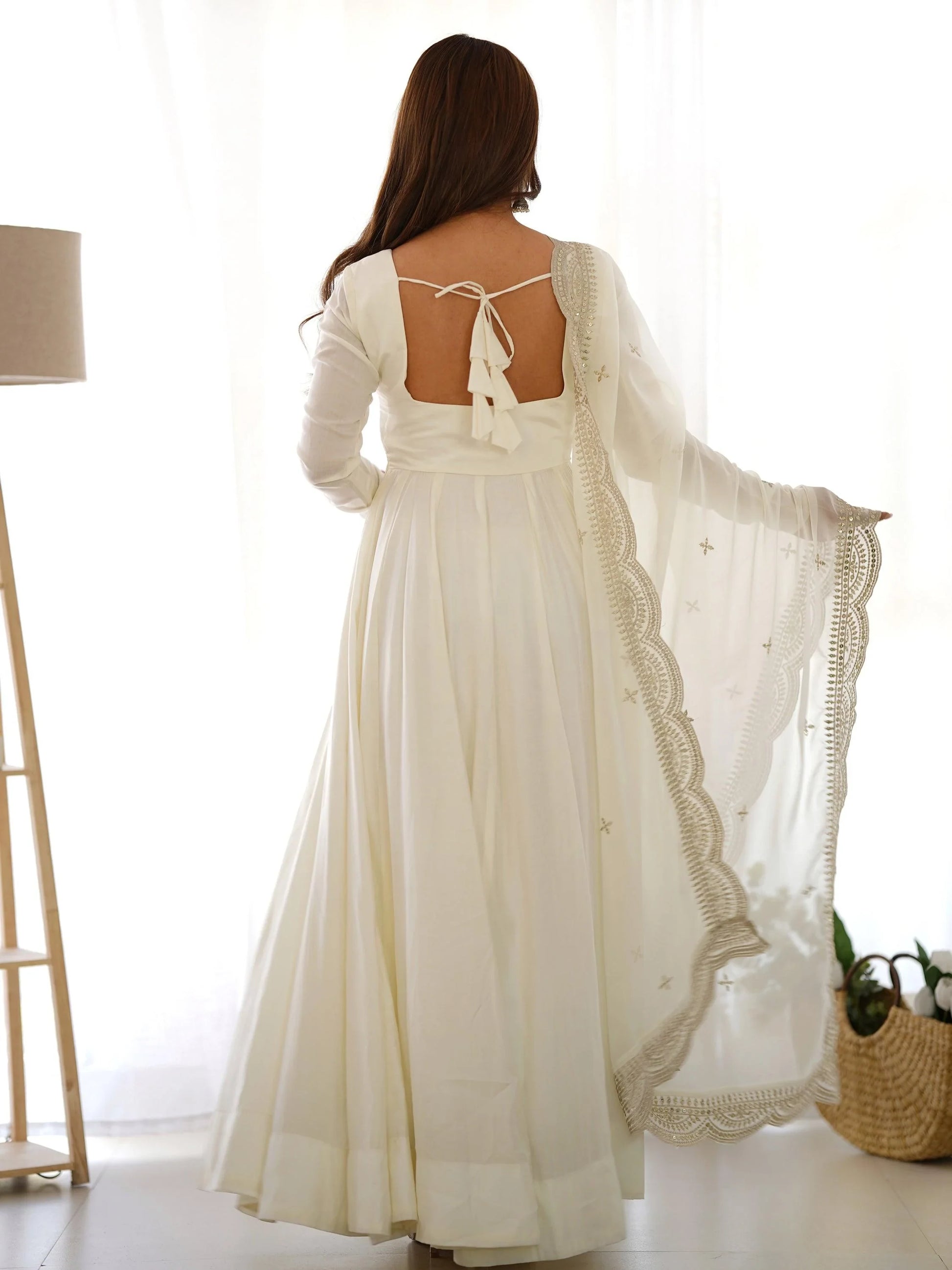 Glamorous Off-White Silk Festival Wear Anarkali Suit With Dupatta